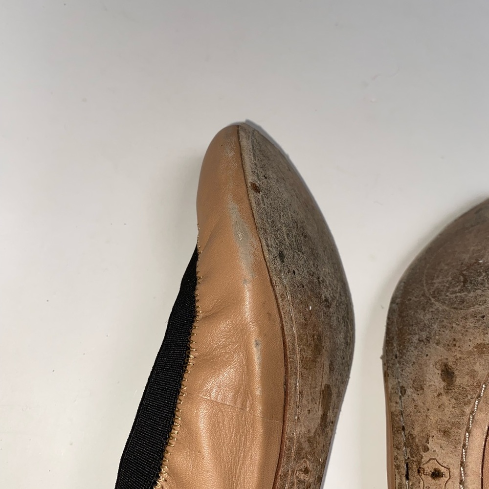 Tory Burch Tan Leather Ballet Flats With Logo Sz Women’s 7.5 M - Picture 6 of 11